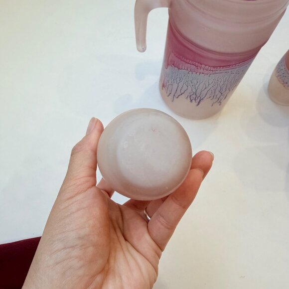 Vintage Rueven Art Nouveau Art Glass Pitcher Set with 6 Glasses – Handcrafted Fr - Picture 8 of 10